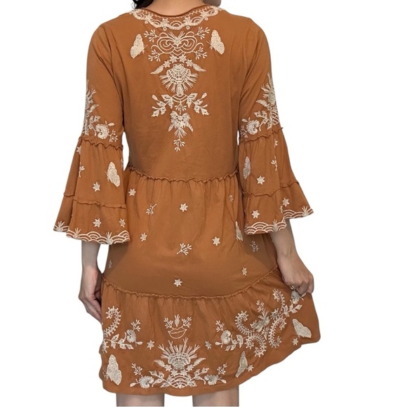 Johnny Was Arzella Easy Knit Tiered Dress Boho Floral Embroidered Size Small - Picture 3 of 8